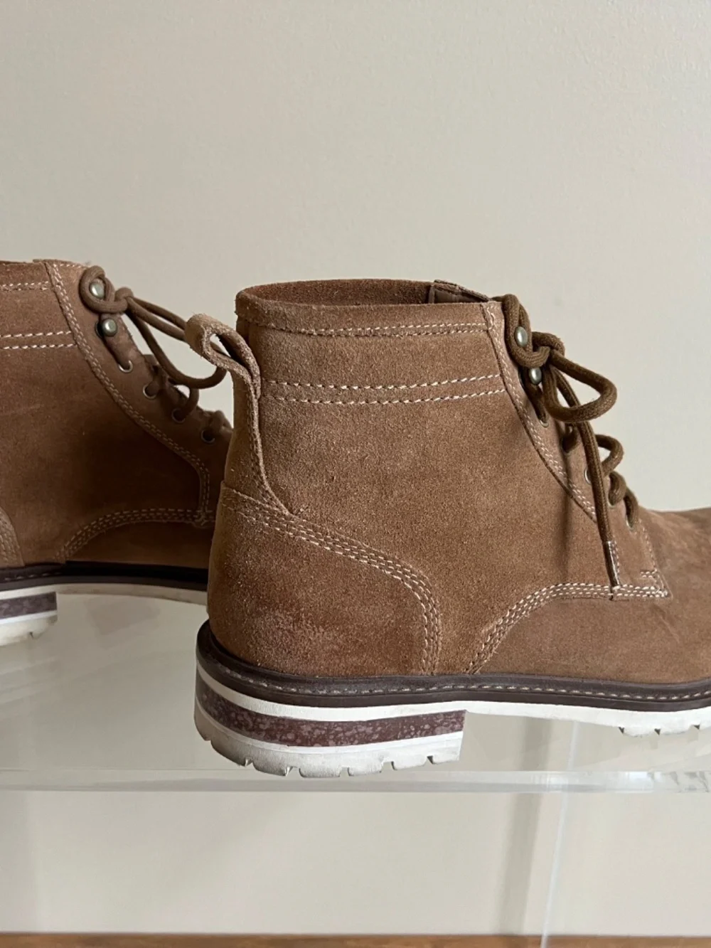 Johnston & Murphy Men's Barrett Plain Toe Boots Tan Leather Size 9.5